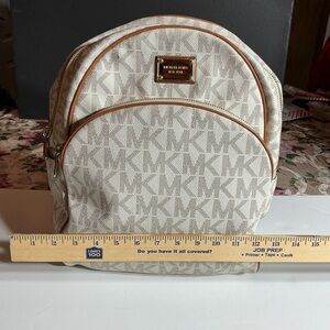 Michael Kors Cream and Tan Logo Backpack
